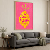 Lemon Quote Typography Wall Art – Bright Pink Feed Your Soul Print