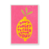 Lemon Quote Typography Wall Art – Bright Pink Feed Your Soul Print