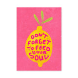 Lemon Quote Typography Wall Art – Bright Pink Feed Your Soul Print