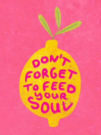 Lemon Quote Typography Wall Art – Bright Pink Feed Your Soul Print