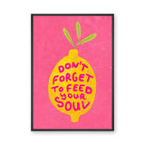 Lemon Quote Typography Wall Art – Bright Pink Feed Your Soul Print