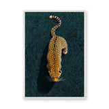 Leopard Abstract Modern Wall Art – Teal Swirl Animal Design