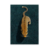 Leopard Abstract Modern Wall Art – Teal Swirl Animal Design