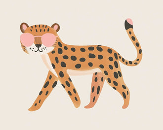 Leopard Kids Wall Art – Big Cat in Pink Heart Sunglasses