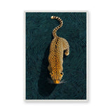 Leopard Modern Abstract Wall Art – Teal Contour Line Animal Print