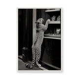 Leopard Photography Modern Wall Art – Black-and-White Window Shopping