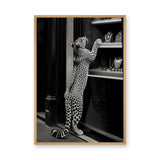 Leopard Photography Modern Wall Art – Black-and-White Window Shopping