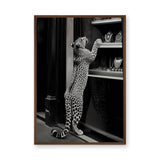 Leopard Photography Modern Wall Art – Black-and-White Window Shopping