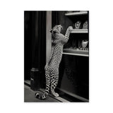 Leopard Photography Modern Wall Art – Black-and-White Window Shopping