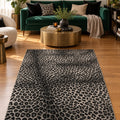 Leopard Plush Area Rug in a living room
