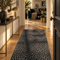 Leopard Plush Area Rug in a hallway