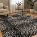 Leopard Plush Area Rug in a living room