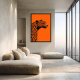 Leopard Pop Art Wall Art – Black Silhouette on Bright Orange