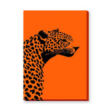 Leopard Pop Art Wall Art – Black Silhouette on Bright Orange