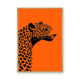 Leopard Pop Art Wall Art – Black Silhouette on Bright Orange