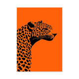 Leopard Pop Art Wall Art – Black Silhouette on Bright Orange