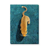 Leopard Surreal Abstract Wall Art – Teal Swirl Animal Print