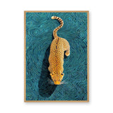 Leopard Surreal Abstract Wall Art – Teal Swirl Animal Print