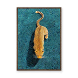 Leopard Surreal Abstract Wall Art – Teal Swirl Animal Print