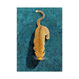 Leopard Surreal Abstract Wall Art – Teal Swirl Animal Print