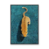 Leopard Surreal Abstract Wall Art – Teal Swirl Animal Print