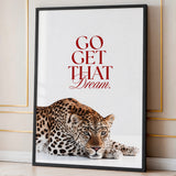 Leopard Typography Wall Art – Red Motivational Quote on White