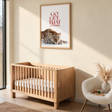 Leopard Typography Wall Art – Red Motivational Quote on White