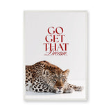 Leopard Typography Wall Art – Red Motivational Quote on White