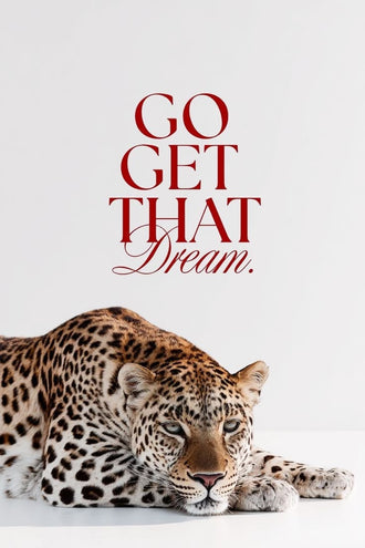 Leopard Typography Wall Art – Red Motivational Quote on White
