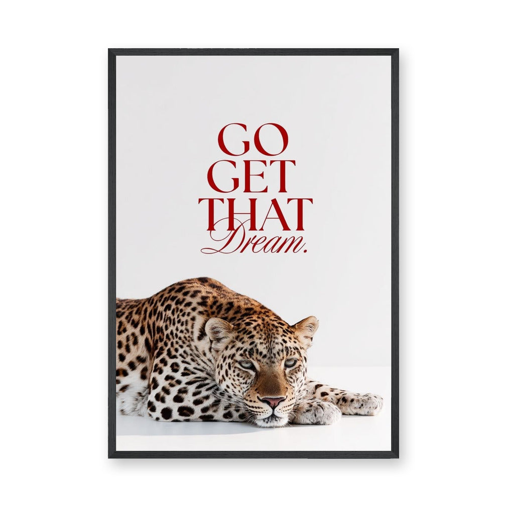 Leopard Typography Wall Art – Red Motivational Quote on White