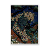 Leopard Vintage Maximalist Wall Art – Roaring Big Cat Under Stars