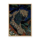 Leopard Vintage Maximalist Wall Art – Roaring Big Cat Under Stars