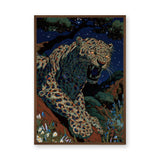 Leopard Vintage Maximalist Wall Art – Roaring Big Cat Under Stars