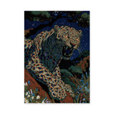 Leopard Vintage Maximalist Wall Art – Roaring Big Cat Under Stars