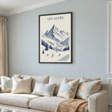 Les Alpes Ski Vintage Wall Art – Blue Alpine Mountains Print