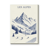 Les Alpes Ski Vintage Wall Art – Blue Alpine Mountains Print