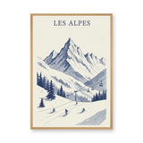 Les Alpes Ski Vintage Wall Art – Blue Alpine Mountains Print