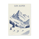 Les Alpes Ski Vintage Wall Art – Blue Alpine Mountains Print