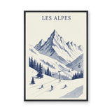 Les Alpes Ski Vintage Wall Art – Blue Alpine Mountains Print