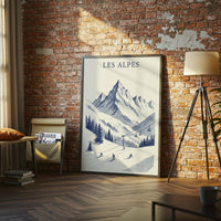Les Alpes Retro Skiing Print – Retro Alps Travel Wall Print