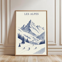 Les Alpes Retro Skiing Print – Retro Alps Travel Wall Print