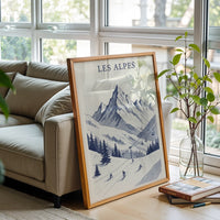 Les Alpes Retro Skiing Print – Retro Alps Travel Wall Print