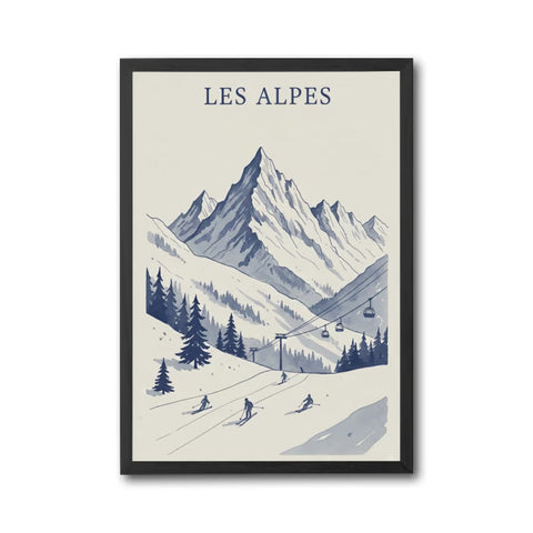 Les Alpes Retro Skiing Print – Retro Alps Travel Wall Print