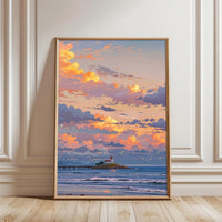 Lighthouse at Sunset Aesthetic Wall Print