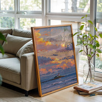 Lighthouse at Sunset Aesthetic Wall Print