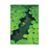 Lily Pond Boat Botanical Wall Art – Rowboat with Koi and Lily Pads