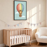Lion Hot Air Balloon Nursery Wall Art – Pastel Rainbow Cloud Ride