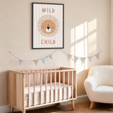 Lion Kids Typography Wall Art – Pastel Wild Child Nursery Print