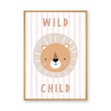 Lion Kids Typography Wall Art – Pastel Wild Child Nursery Print
