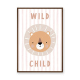 Lion Kids Typography Wall Art – Pastel Wild Child Nursery Print